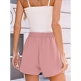 thumbnail image 7 of Chiclily Womens Summer Casual Shorts Lounge Beach Shorts Elastic High Waisted Drawstring Shorts with Pockets, Pink Size L, 7 of 7