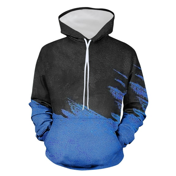 Lilgiuy Men's Hooded Sweater Non Positioning Color Matching Print Pullover Casual Long Sleeved Top for Sailing Fishing Camping