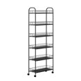 thumbnail image 6 of JRHRXXY 6 Tier Slim Rolling Cart,Metal Kitchen Cart with Lockable Wheels & Baskets,10" Narrow Storage Shelf for Kitchen,Bathroom,Laundry,Small Space, 6 of 10