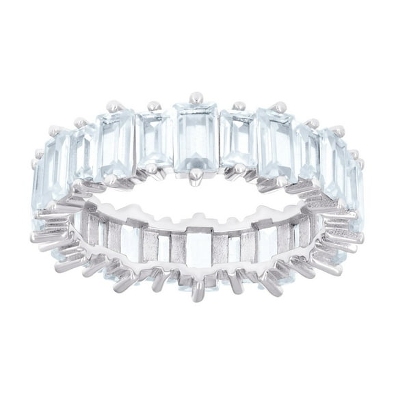 925 Sterling Silver Womens Baguette Cubic Zirconia Eternity Engagement Ring 6.4mm Wide Size 8 Eternity Ring for Women