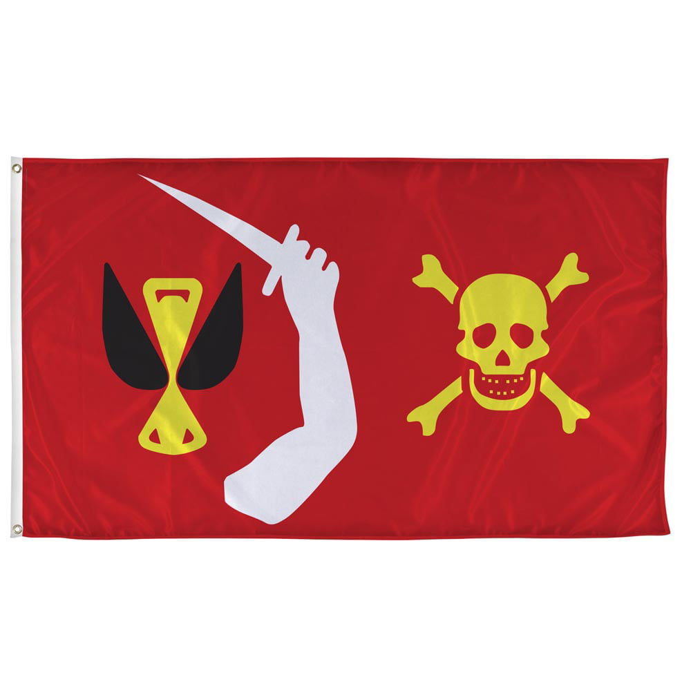 Pirate Jolly Roger Skull and Crossbones Red Eye Patch  5'x3' Flag ! 