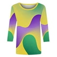 thumbnail image 5 of Ladies Mardi Gras Tops Funny Graphic Crew Neck Tee Shirts Lightweight 3/4 Sleeve New-Orleans Party Pullover Soft Fat Tuesday Outfits 2026, 5 of 7