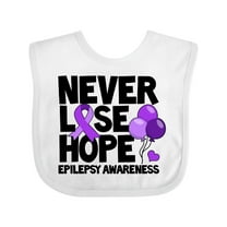 Inktastic Never Lose Hope Epilepsy Awareness with Balloons and Purple Ribbon Boys or Girls Baby Bib