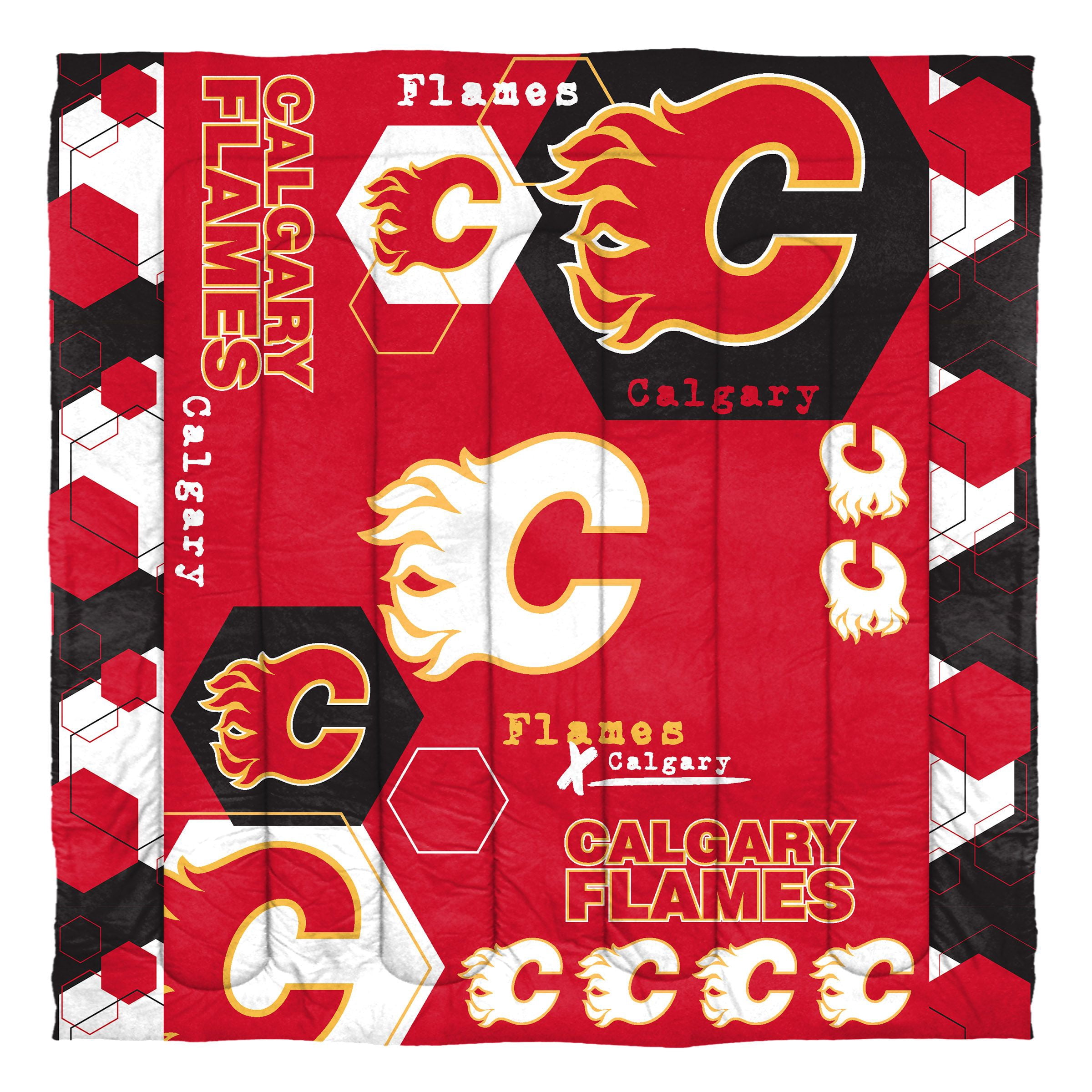 Calgary Flames "Hexagon" Full/Queen Comforter & Shams Set