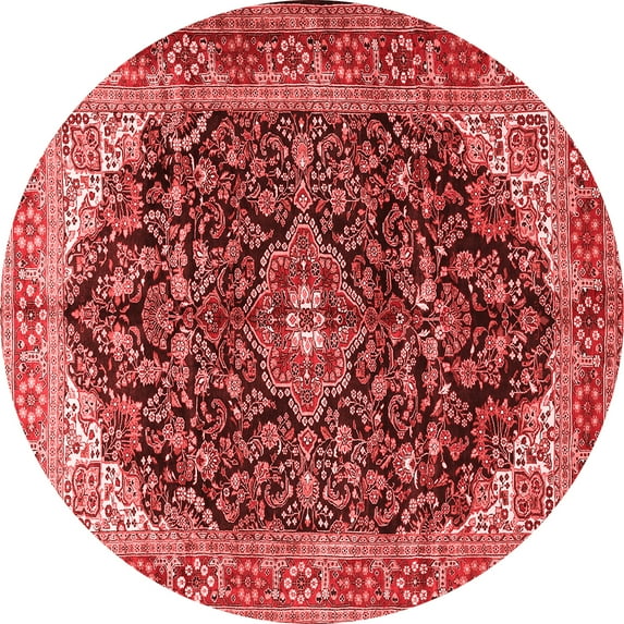 Ahgly Company Indoor Round Medallion Red Traditional Area Rugs, 5' Round