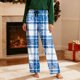 thumbnail image 5 of Pantalones de pijama largos para hombre, informales, con estampado a cuadros, holgados, deportivos, elásticos, rectos, vintage, con bolsillos, 5 of 9