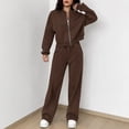 thumbnail image 7 of Mifsaly Womens Sweatsuits 2 Piece Outfit Zip Up Cropped Bomber Jacket and Wide Leg Sweatpants Fall Winter Y2K Street Workout Lounge Matching Outfits, 7 of 7