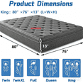 thumbnail image 4 of Anykoon 13" Quilted Eurotop Hybrid King Mattress, Plush, Black, Foam+Spring, CertiPur-Certified, 4 of 6