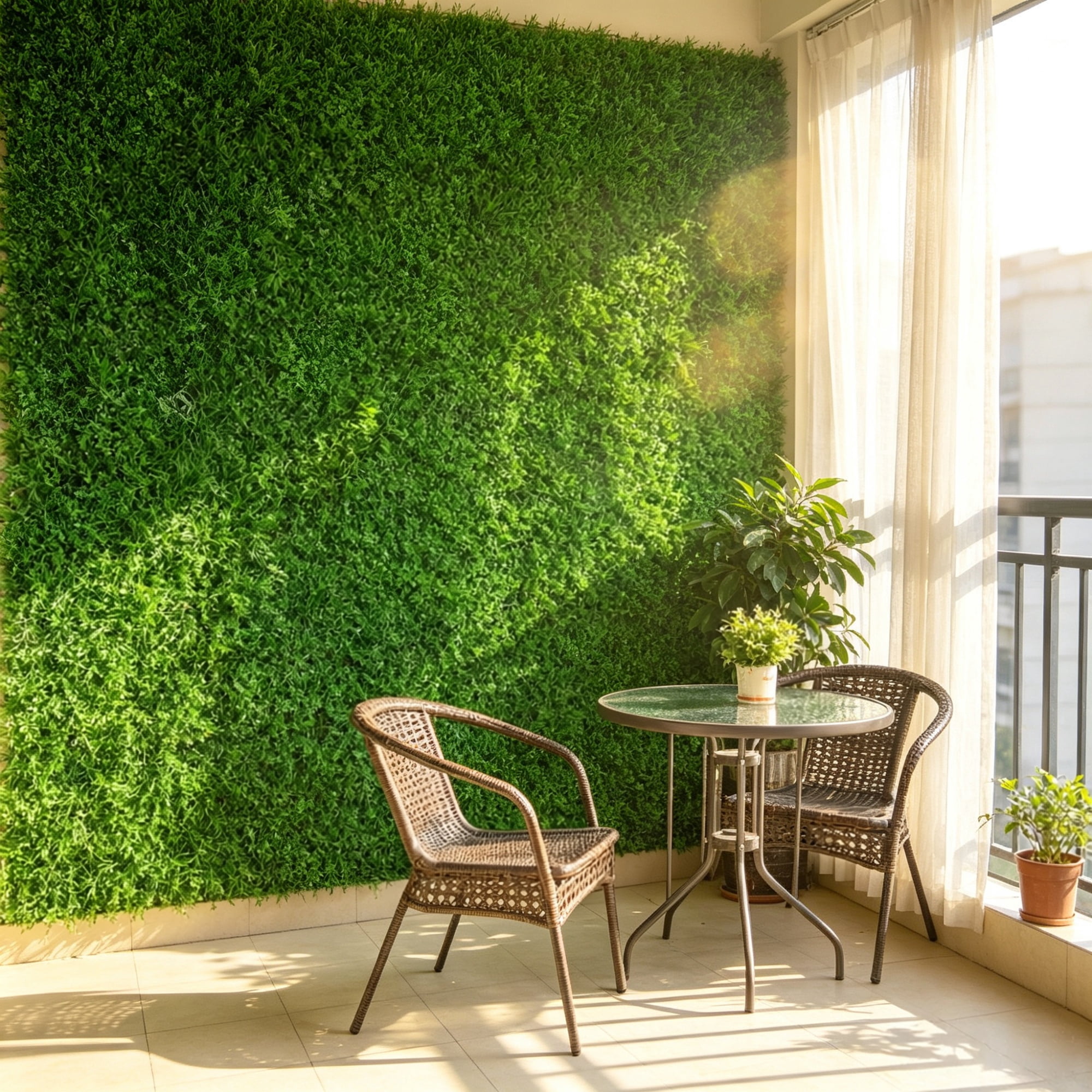 Artificial Panel 6-Pack, UV-Protected 20" x 20" Faux Hedge Wall Tiles, 4 cm Thick Green Grass Backdrop, Privacy Fence for Indoor Outdoor Garden & Backyard Decor