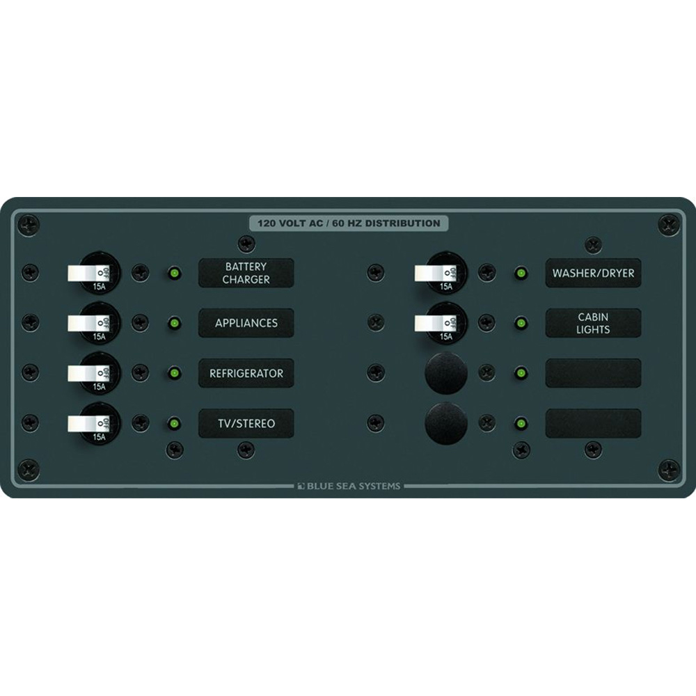 Blue Sea 8411 Breaker Panel 120vac 8 Pos