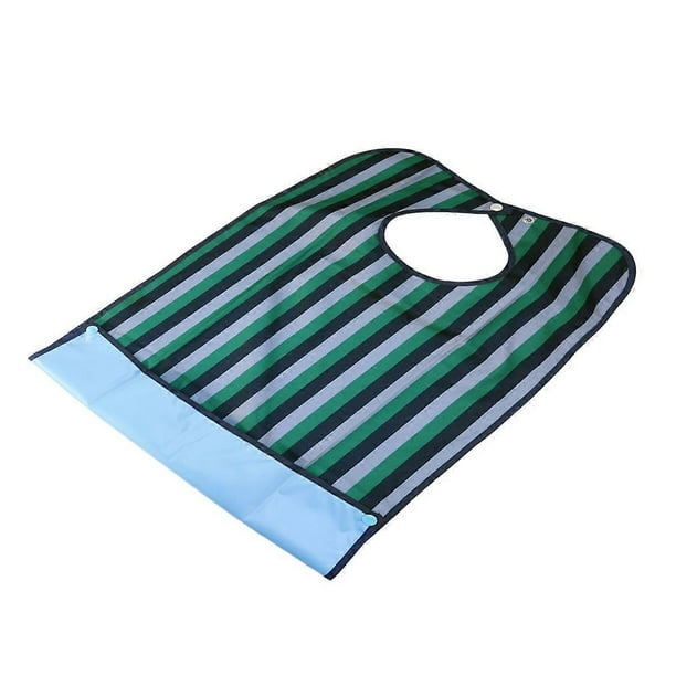 Adult Waterproof Bib with Buckle for Mealtime Protection PVC Material Green Color One Size Fits All