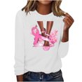 thumbnail image 2 of VKOYWKM Breast Cancer Tee Shirts Women Breast Cancer Awareness Tshirt Long Sleeve Pink Ribbon Graphic Tees Cancer Fight Crew Neck Sweatshirt Tee Tops, 2 of 5