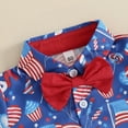 thumbnail image 5 of Okbabeha 4th of July Baby Boy Outfit America Flag Short Sleeve Buttom Down Shirt and Shorts Fourth of July Clothes, 5 of 6