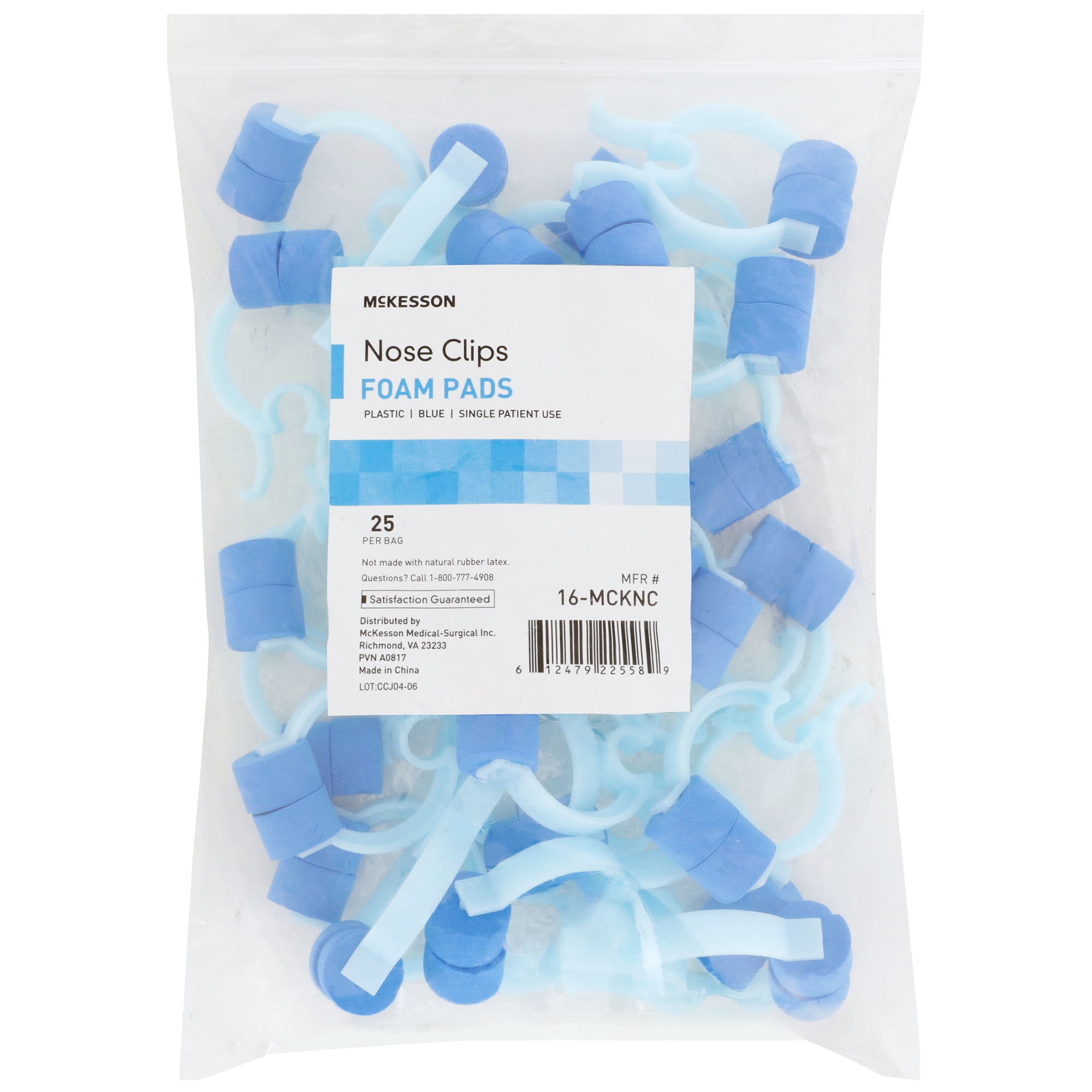 McKesson Nose Clips Disposable, Plastic and Rubber, Blue, for Spirometry Testing, 25 Count, 8