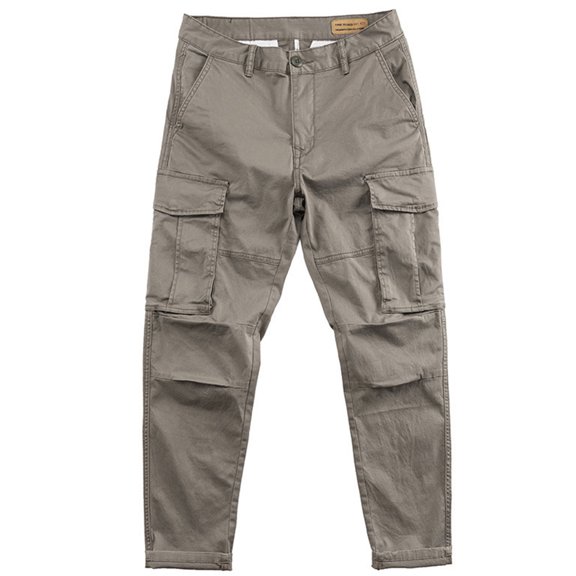 FINALGANG Mens Solid Color Cargo Pants Button Closure Relaxed Fit Multiple Pockets Durable Casual Trousers For Street Daily Wear Versatile Bottoms