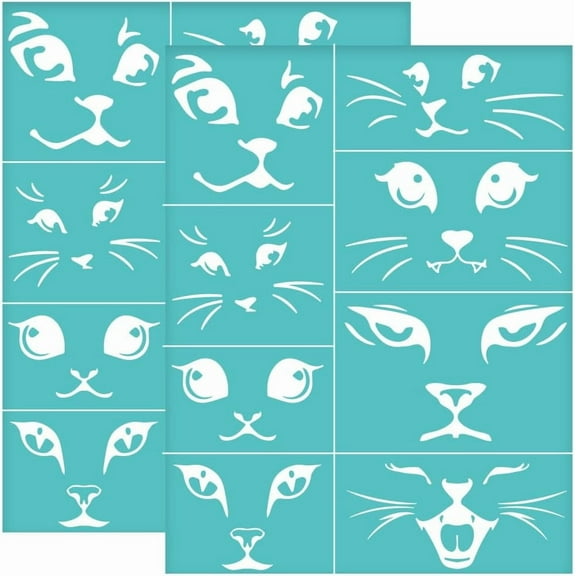 2Pcs 8.7x11 Inch Cat Face Self-Adhesive Silk Screen Printing Stencil Cat Expression Mesh Stencils Cat Theme Reusable Mesh Stencils Transfer for DIY T-Shirt Fabric Painting