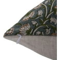 thumbnail image 3 of Fabdivine Block Print Throw Pillow Cover, 20x20 Inch Pure Linen Outdoor Cushion Cover, Floral Print Boho Design Green Pillow Cover for Sofa and Couch, 3 of 5