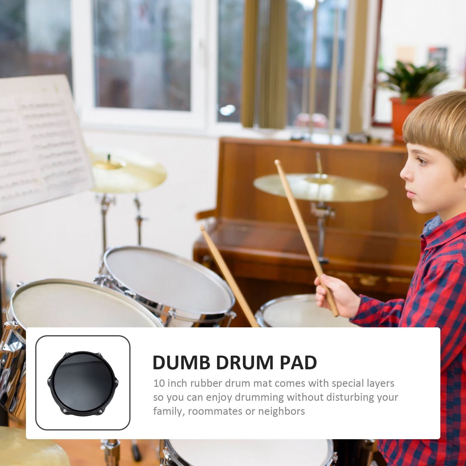 Squalise Drum Practice Pad Drum Metronome Drummer Practice Drum Pad for Beginners