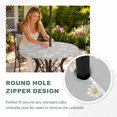 thumbnail image 4 of Round Outdoor Tablecloth with Umbrella Hole and Zipper, Grey Spring Floral Tablecloth with Elastic Waterproof, Daisy Flowers Elegant Farmhouse Art Patio Table Covers for 31" - 35" Picnic Pool Tables, 4 of 9