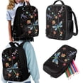 thumbnail image 7 of KUIFORTI Dragonfly Hippie Floral Print Girls Kids Schoolbag Set 3 Pcs, Kids 17 inch Daypack and Lunch Box Combo Set with Pencil Case for School, 7 of 7