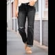 thumbnail image 5 of Pantalones Vaqueros Boyfriend Rectos de Tiro Medio para Mujer, de Mezclilla Elástica y Rasgada, A . Negro S, 5 of 8