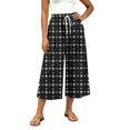 thumbnail image 2 of Noric Women's Cotton Summer Floral Print Wide Leg Capri Pants Loose Fit Casual Drawstring Waist with Pockets Flowy Beach Vacation Trousers, 2 of 7