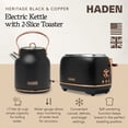 thumbnail image 3 of Haden Heritage Electric Water Kettle & 2 Slice Wide Toaster, Black & Copper, 3 of 13