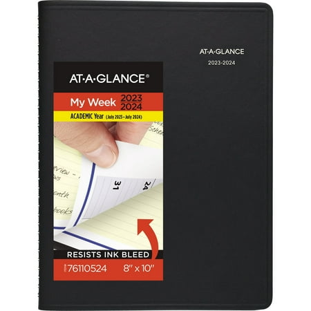 AT-A-GLANCE QuickNotes Academic 2023-2024 Weekly Monthly Planner Black Large 8 x