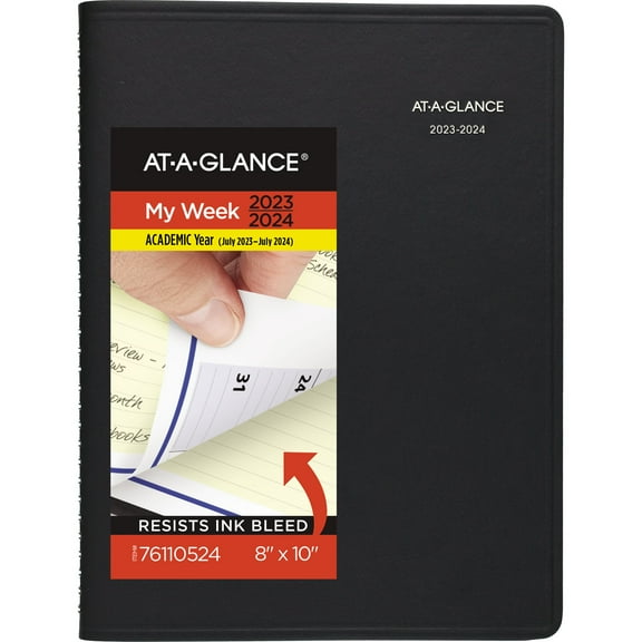 AT-A-GLANCE QuickNotes Academic 2023-2024 Weekly Monthly Planner Black Large 8 x