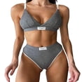 thumbnail image 1 of Women Two Pieces Bikini Set  Spaghetti Strap V Neck Patchwork Embroidery Bra with Underpants, 1 of 6