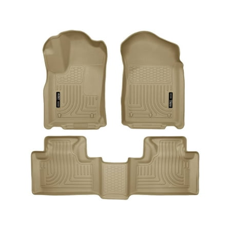 Husky Liners Weatherbeater Floor Mats | Fits 2011 - 2015 Dodge Durango & Jeep Grand Cherokee | Front & 2nd Row, 3-pc Tan - 99053