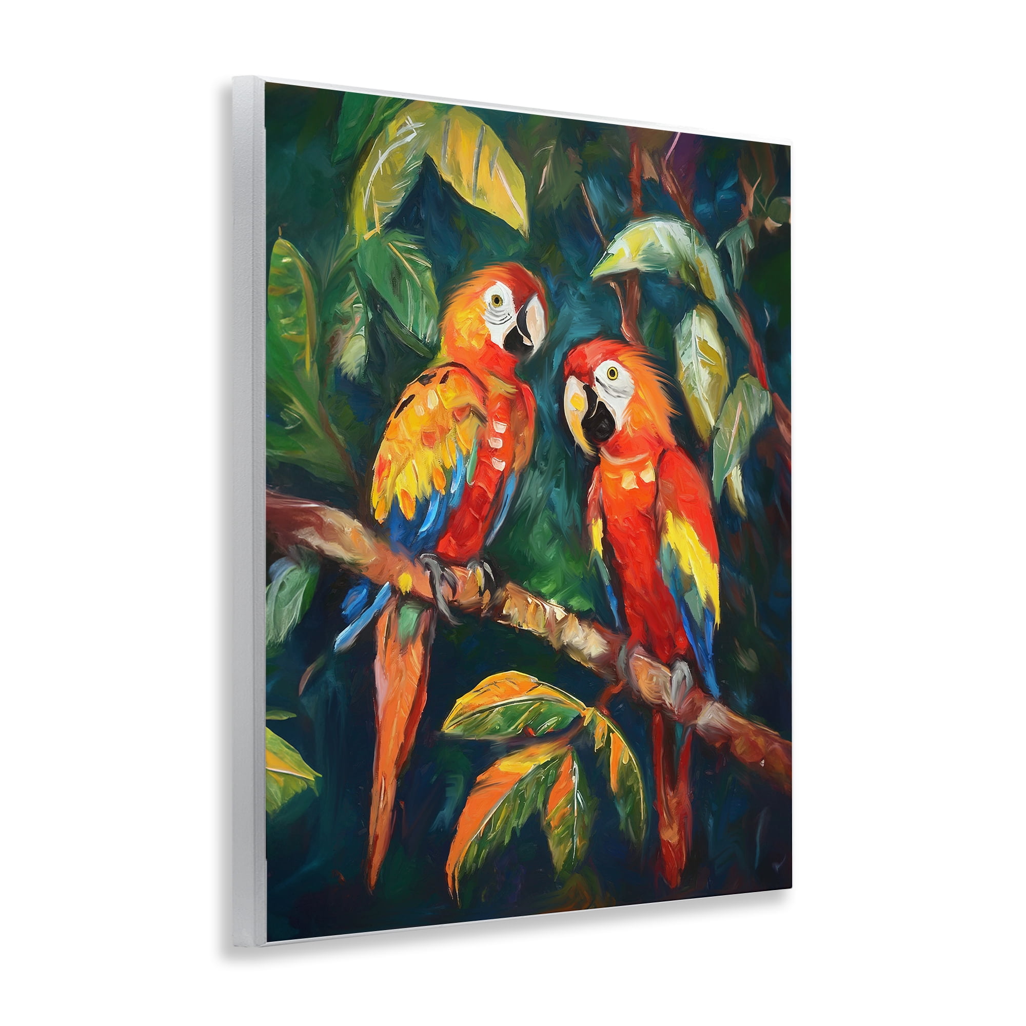 Stupell Industries Parrot Pair on Branch Animals & Insects Painting Unframed Art Print Wall Art, 11 x 14