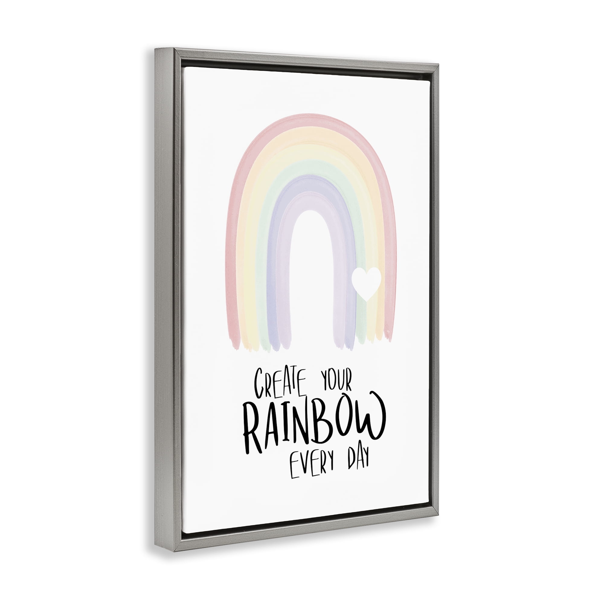 Stupell Industries Create Your Rainbow Text & Numbers Painting Gray Floater Framed Canvas Art Print Wall Art, 21 x 31
