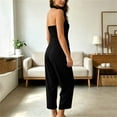thumbnail image 6 of PBFRDSJ Capri Jumpsuits for Women Cross-Neck Halter Corduroy Jumpsuit Sleeveless Cut Out Neck Solid Color Romper with Pockets, 6 of 7