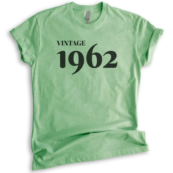 Vintage 1962 Shirt, Unisex Women's Men's Shirt, 60th Birthday Shirt, Sixtieth Birthday Shirt, B-day Shirt, Heather Apple Green, Medium