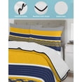 thumbnail image 4 of Quilts Twin Size Bedding Set, Navy Yellow Grey Stripes Lightweight Quilted Comforter, Abstract Lines Geometric Modern Soft Reversible Bedspread Coverlet with Pillow Covers for All Season, 68" x 86", 4 of 7