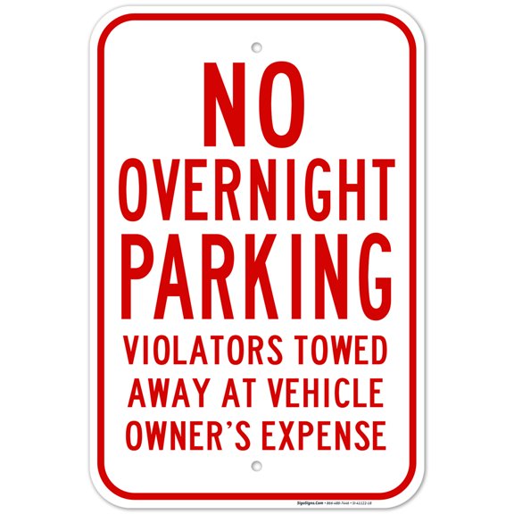 No Overnight Parking Sign,