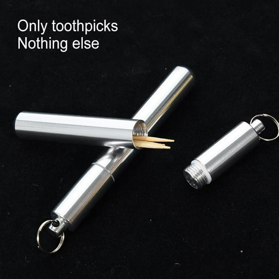 2Pcs Box Aluminum Alloy Toothpick Storage Case Portable Mini Holder Case Travel Organizer Supplies