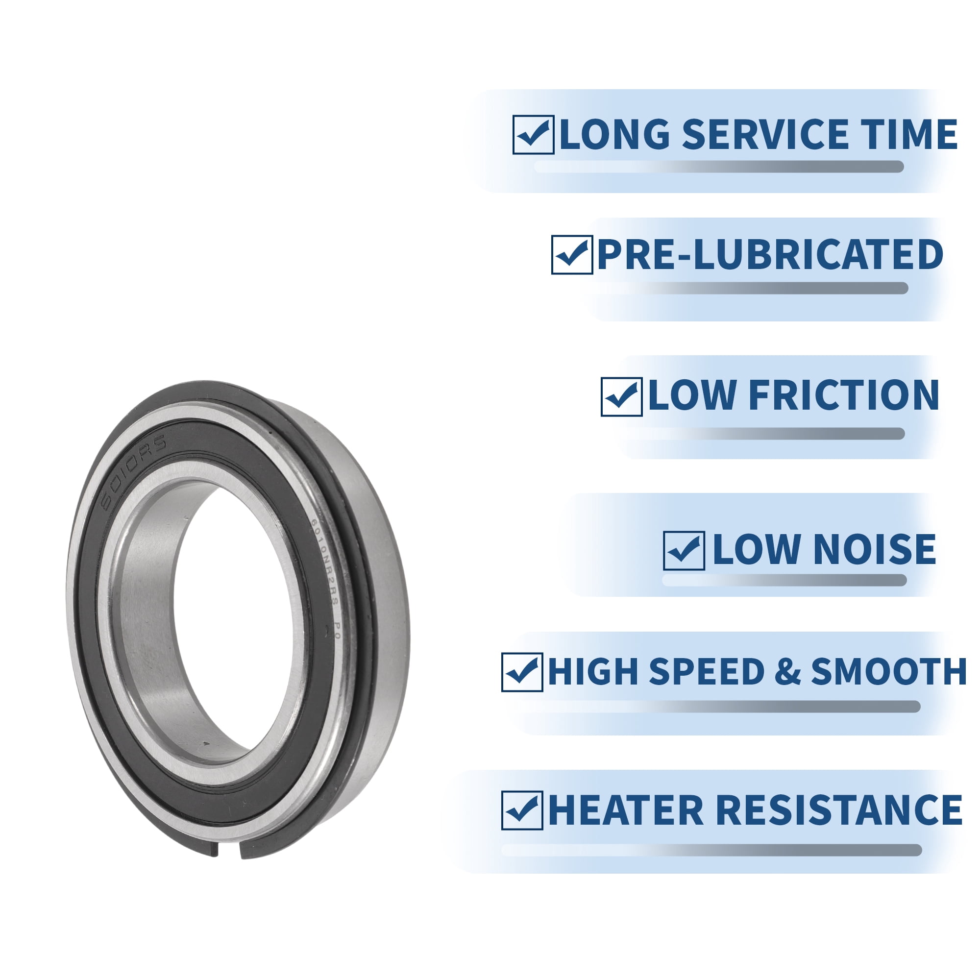 Unique Bargains 6010NR2RS Deep Groove Ball Bearings 50x80x16mm P0 Double Rubber Seal Lubricated Bearings 1 Pc Car Scooter Skateboard Wheel Universal Silver Tone Black