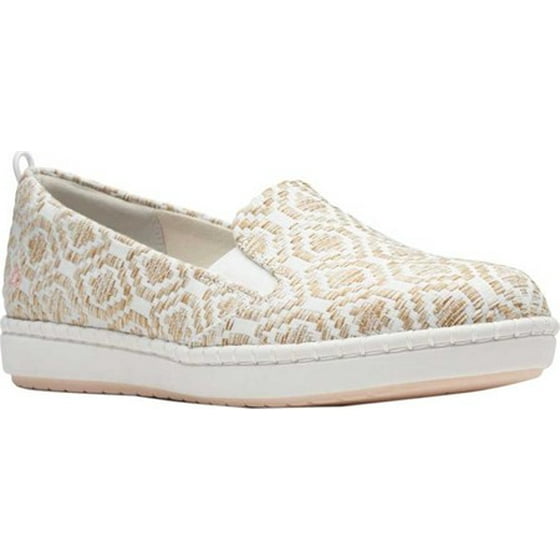 clarks women's cloudsteppers step glow slip canvas flats