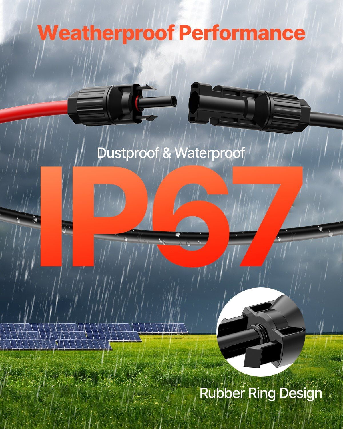 CAFORKP 30FT 10AWG Solar Panel Cable Set with MC4 Connectors, 6mm² Red & Black PV Wire RV