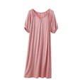 thumbnail image 3 of Asxite Womens Pajamas Solid Short Sleeve Round Neck Ruffle Hem Loose Breathable Nightgown, 3 of 6