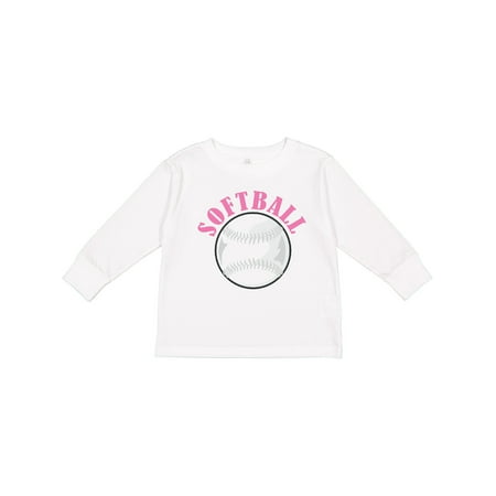 

Inktastic Pink Softball For Girls Girls Long Sleeve Toddler T-Shirt