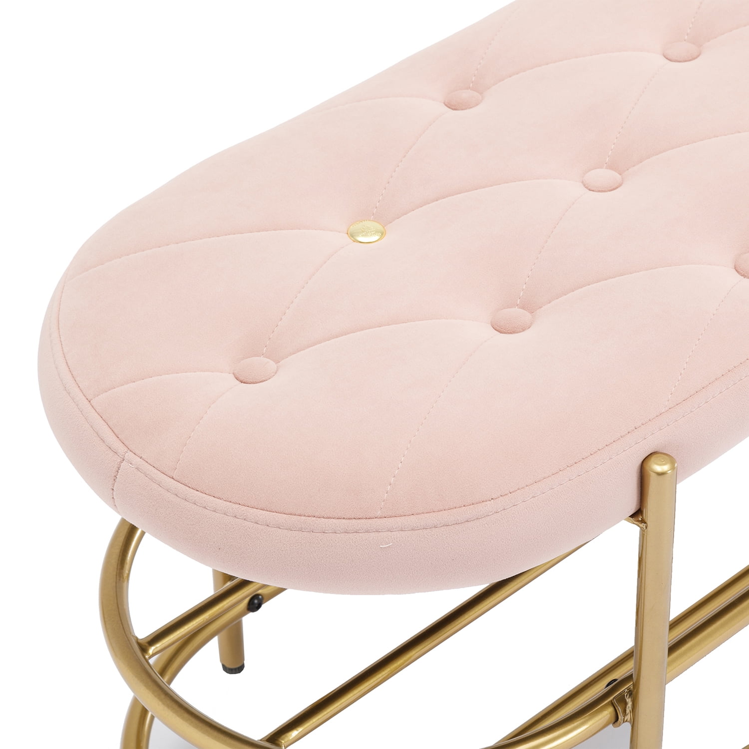 Kadyn Upholstered Velvet Beach, End of Bed Bench with 2 Shelf, Storage Beach for Living Room, Entrance, Pink