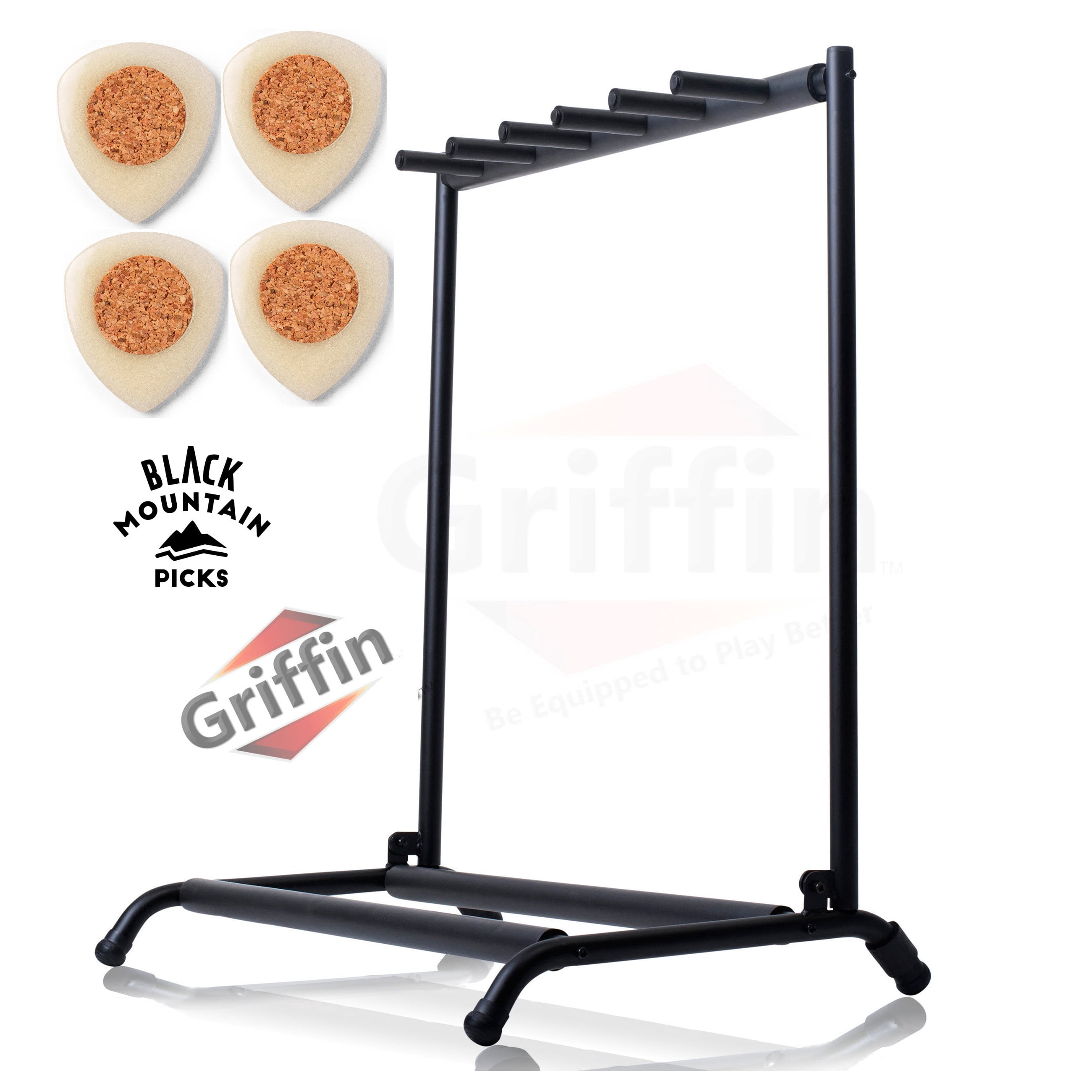 4X BLACK MOUNTAIN Handcrafted Tagua Guitar Pick WITH Griffin 5 Guitar Rack Stand