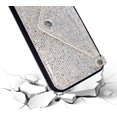 thumbnail image 4 of for iPhone 12 Pro Bling Case for Women, Glitter Diamond Sequins Case Small Credit Card Cash Holder Wallet Case with Shiny Crossbody Chain Hard PC Back Protective Girly Stand Case White, 4 of 18