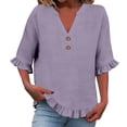 thumbnail image 4 of Summer Tops for Women Kelon Dressy Tops for Women Short Sleeve Shirts V Neck Boho Tops Business Dressy Casual 2026 Summer Loose Fit Tops Trendy, 2XL, 4 of 5