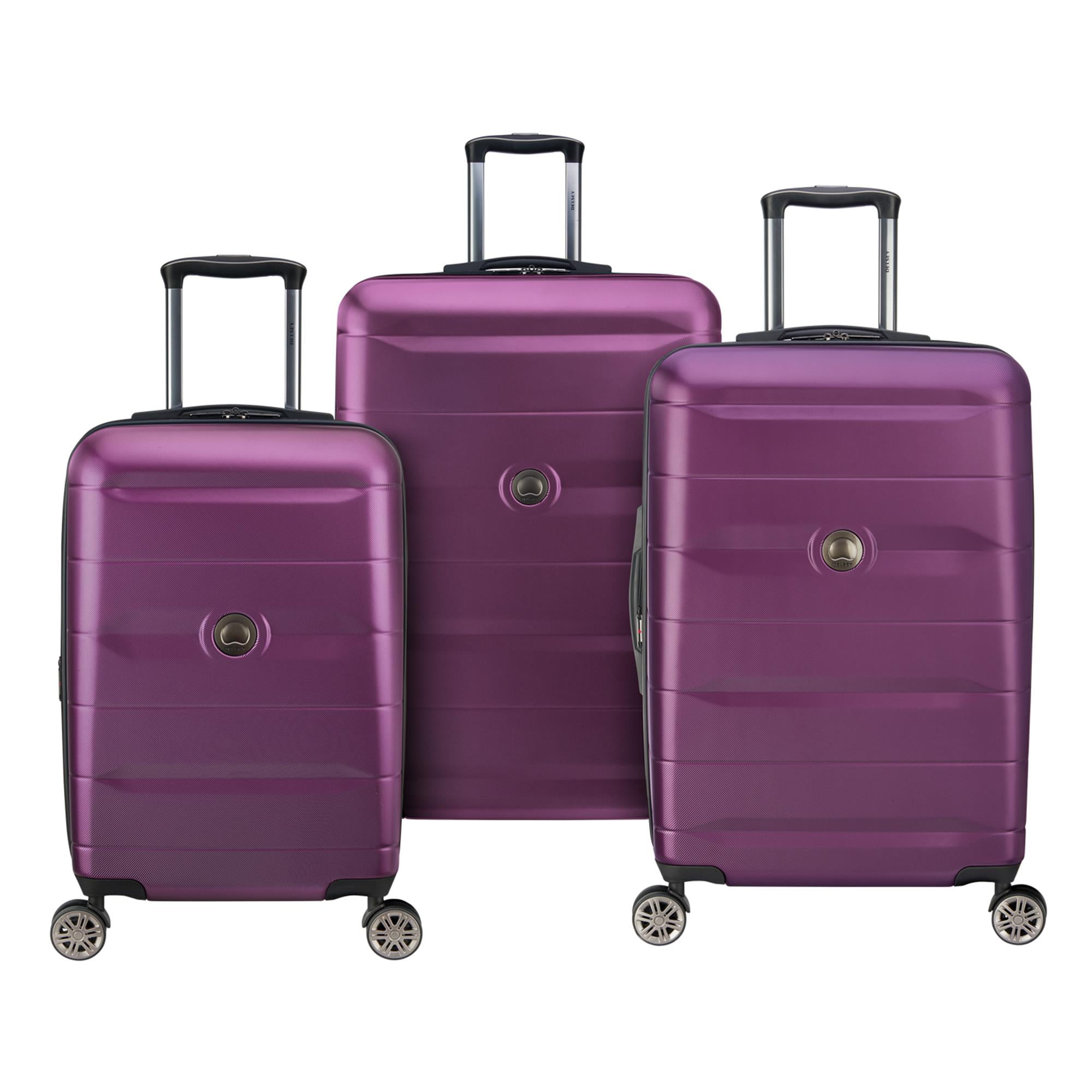 Purple DELSEY Paris Comete 2.0 Hardside Expandable Luggage with Spinner Wheels Checked-Medium 24 Inch