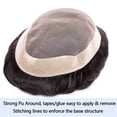 thumbnail image 2 of Men Toupee Human Hair Men Hairpieces Fine Mono Top PU Around Male Hair Prosthesis 6" Indian Remy Hair Replacement Unit for Men, 2# Brown Color, 2 of 6