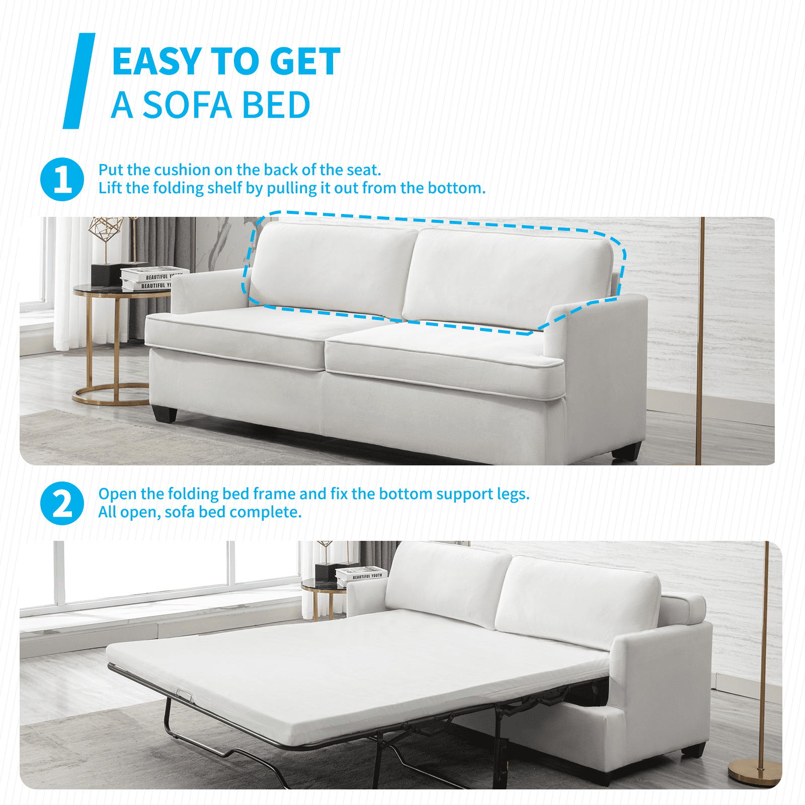 Easy open 2024 sofa bed